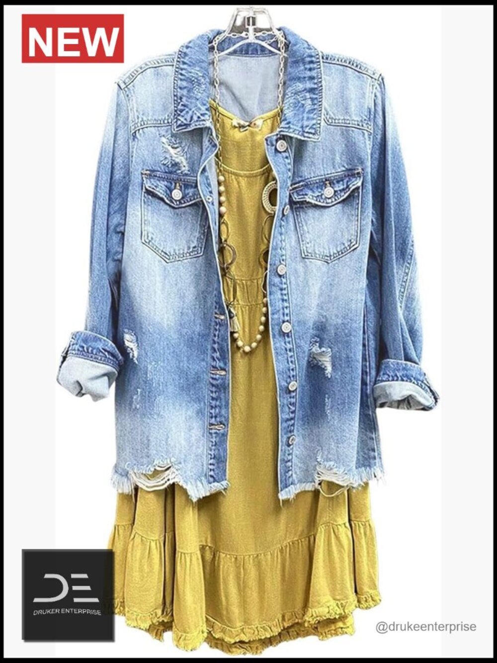 Ripped Distressed Button Down Casual Jean Jacket